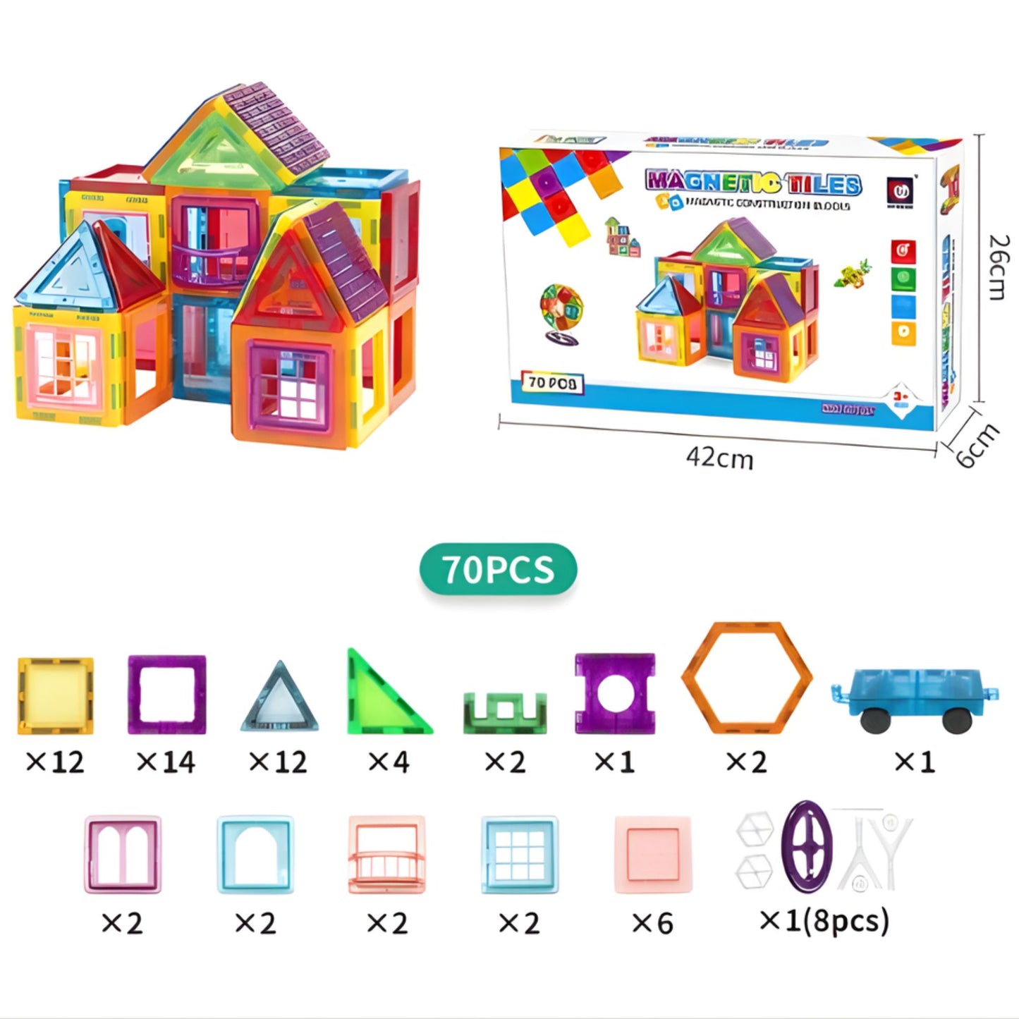 Klocki Magnetyczne Konstrukcyjne 3D 70 elementów