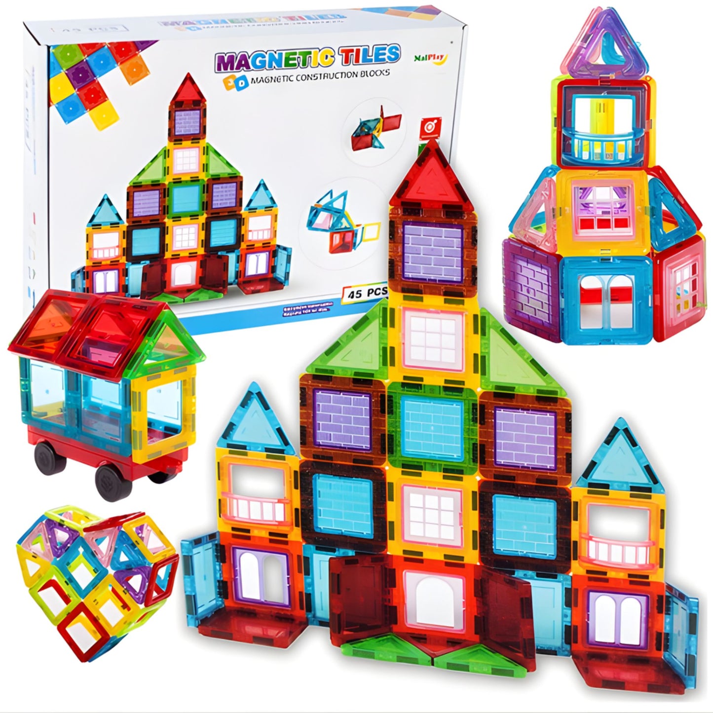 Klocki Magnetyczne Konstrukcyjne 3D 45 elementów